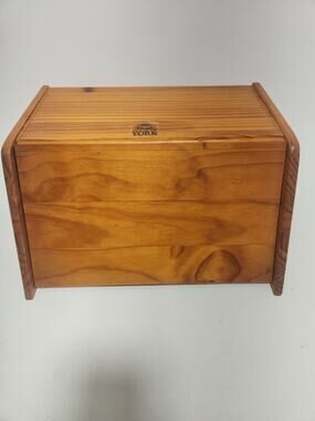 House of York Solid Wood Roll Top Bread Box Vintage Farmhouse Kitchen